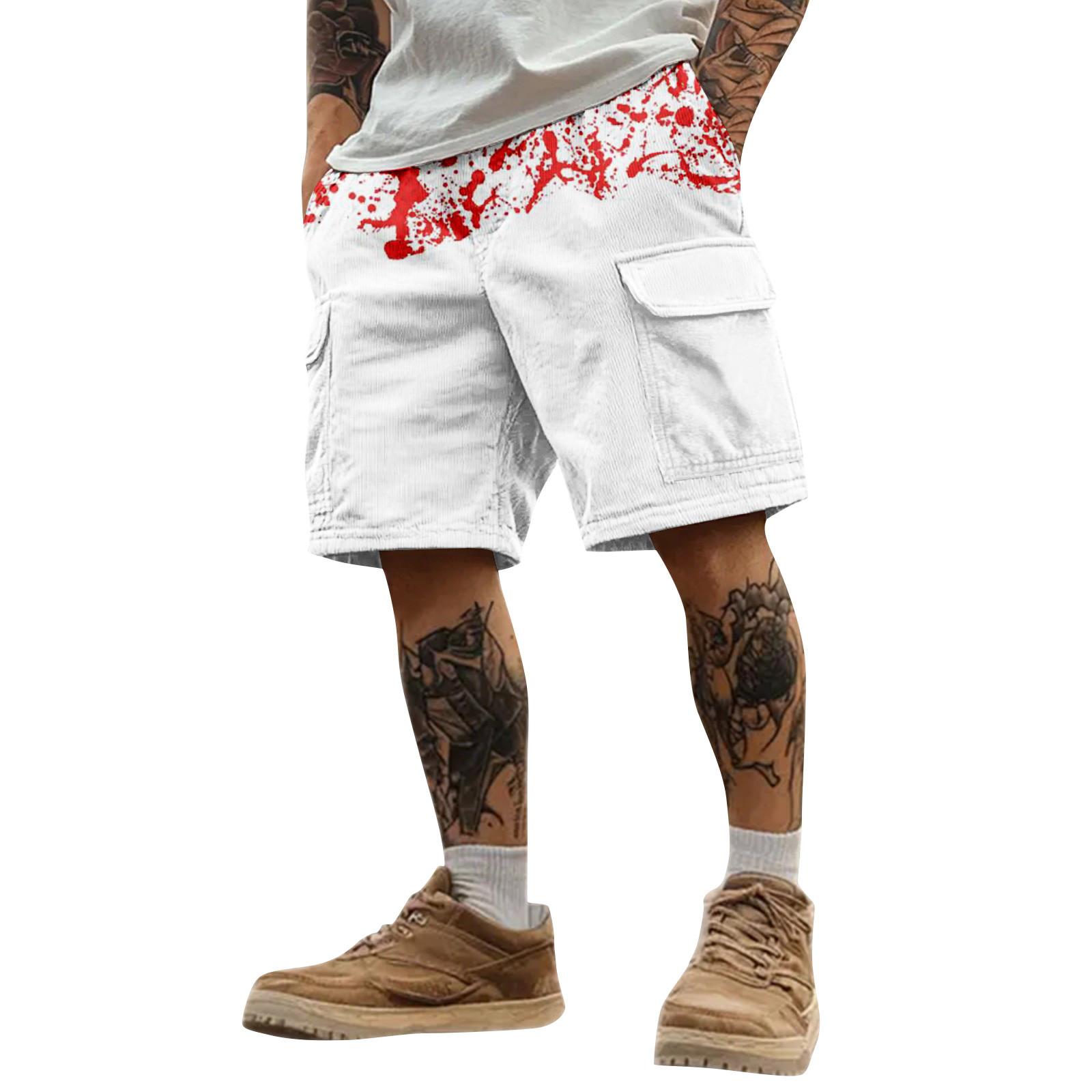 

Мужские спортивные шорты карго с принтом на Хэллоуин, свободного кроя, с несколькими карманами XL