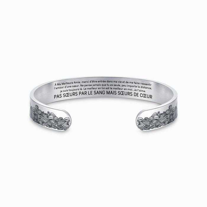 

10Mm stainless steel bracelet laser marking sister gift adjustable lettering bracelet C type wave bracelet