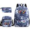 Large Capacity Schoolbag with Shoulder Strap; Student Three-piece Pencil Case Set