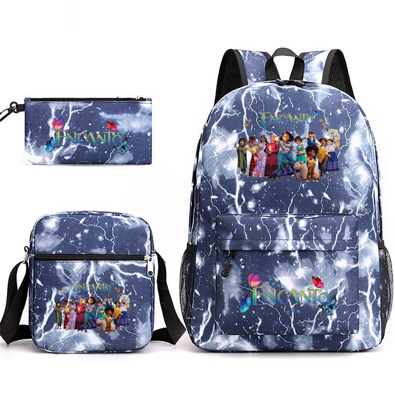 Large Capacity Schoolbag with Shoulder Strap; Student Three-piece Pencil Case Set