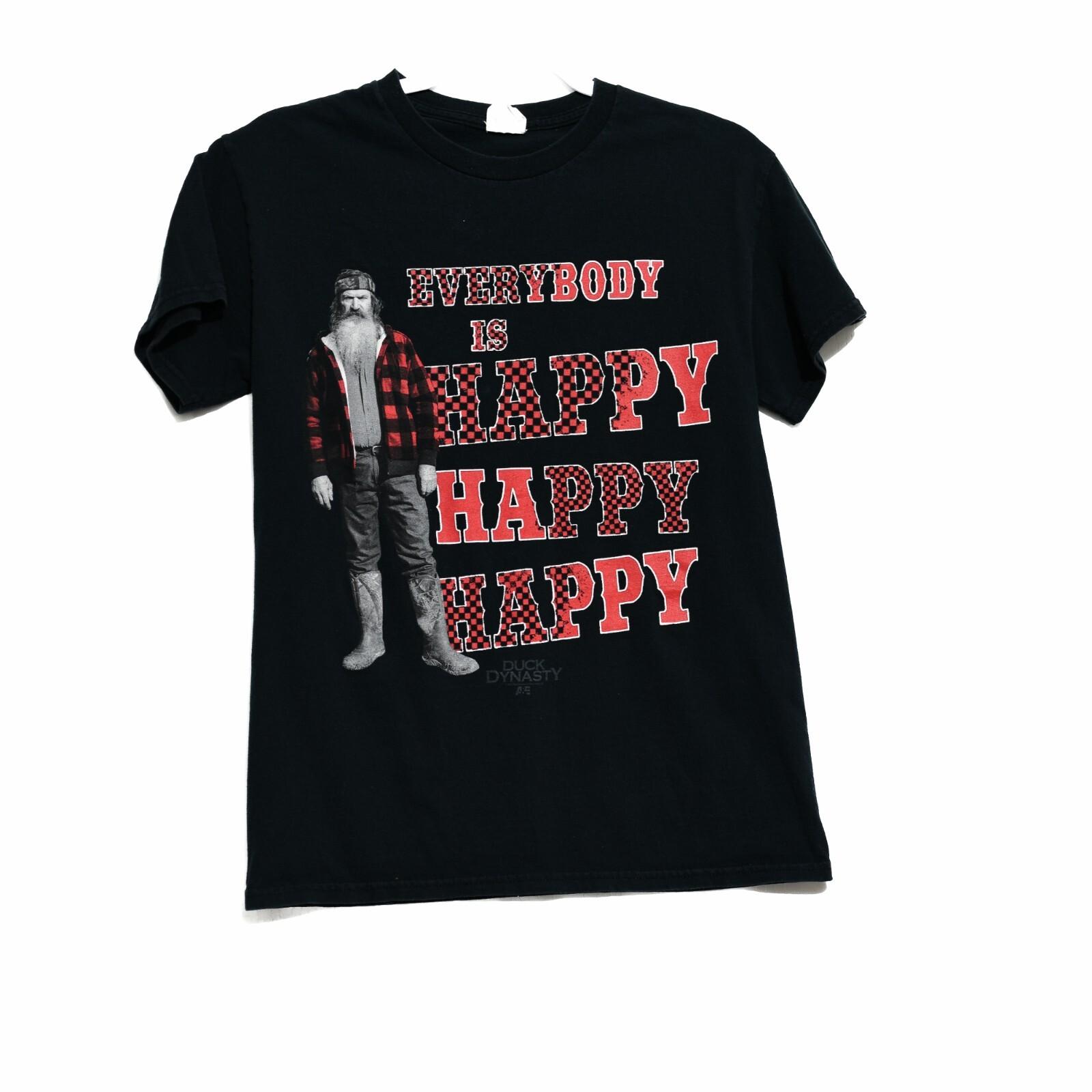 Duck Dynasty Everybody Is Happy Mens Black T-Shirt Graphic Print Cotton Size S S