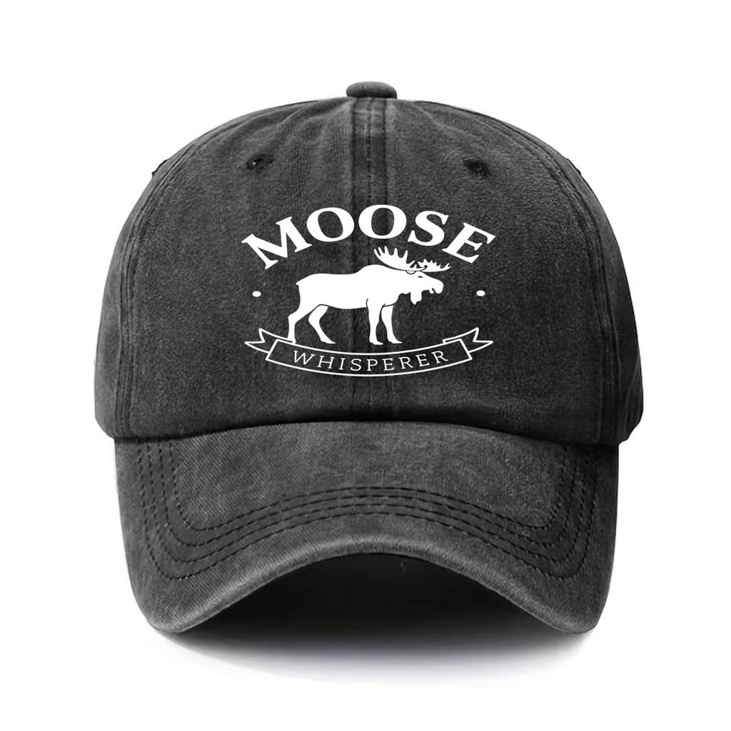 Unisex Moose Print Corduroy Baseball Cap Fashionable Casual Outdoor Hat