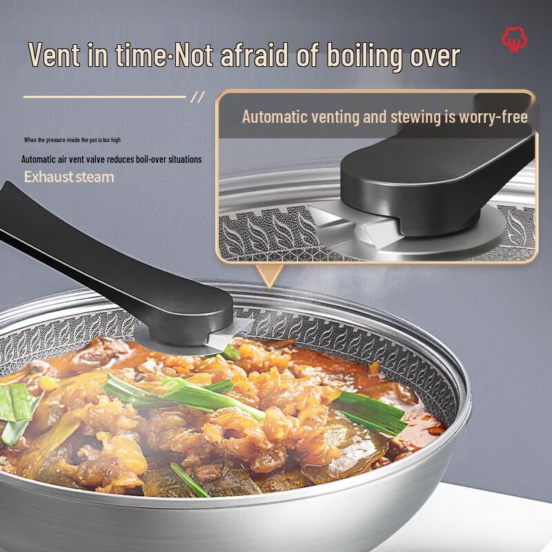 Debolai 304 Stainless Steel Honeycomb Non-Stick Wok 32cm