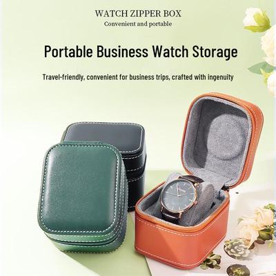 Caja de Almacenamiento Portátil de Cuero PU Verde de Gama Alta para Relojes y Joyas