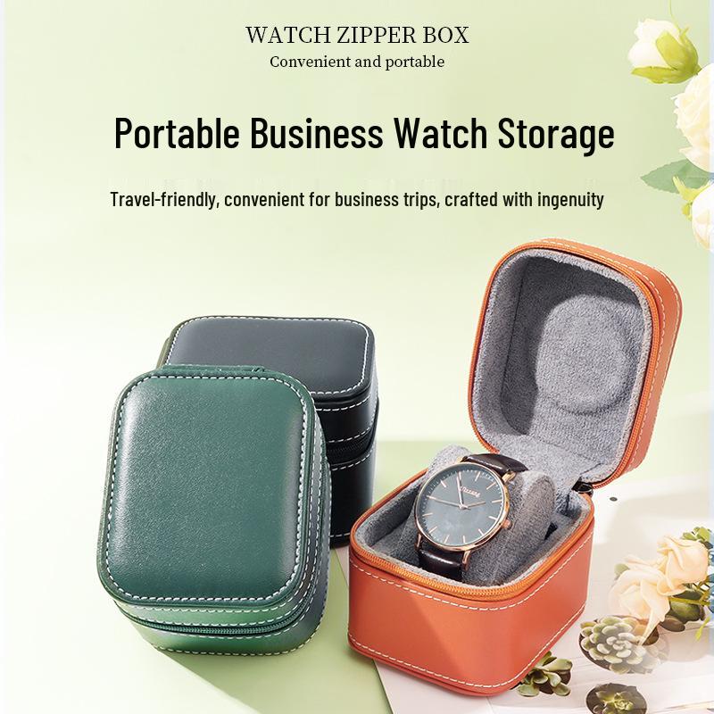 High-End Green PU Leather Portable Watch and Jewelry Storage Box