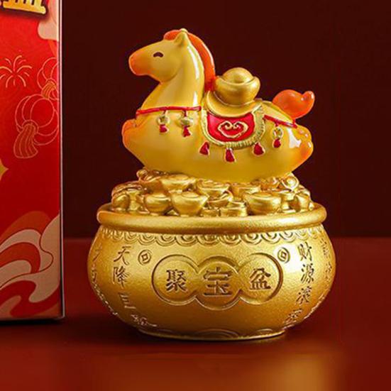 Čínské zvěrokruhové koňské sošky Rok koně Roztomilá otočná figurka koně Pryskyřice Šťastná Feng Shui ozdoba pro domácnost, kancelář, obchod Stolní dekorace