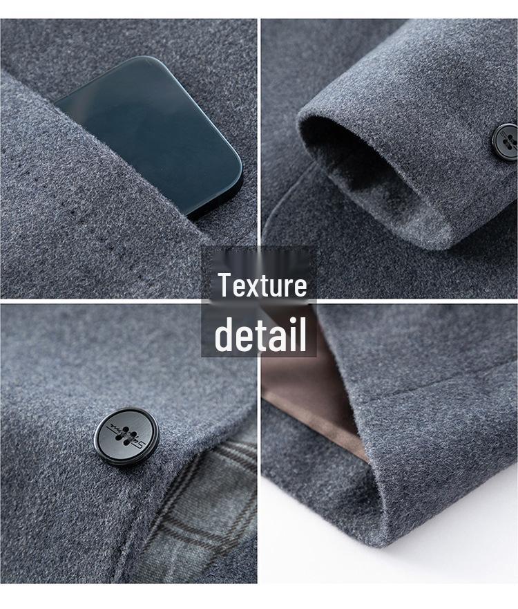 Men's Wool Stand-Up Collar Zhongshan Jacket: Business Casual Suit for Middle-aged and Elderly
