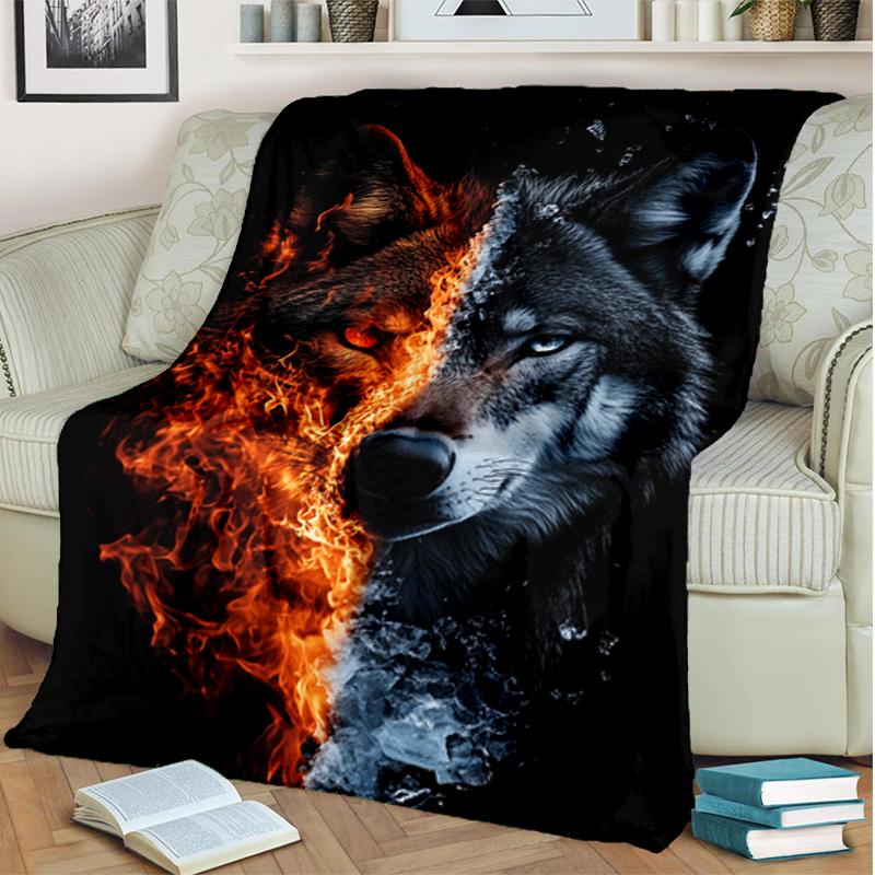 1PC Wolf Elements printed blanket, all season lightweight home office outdoor nap multifunctional blanket A9