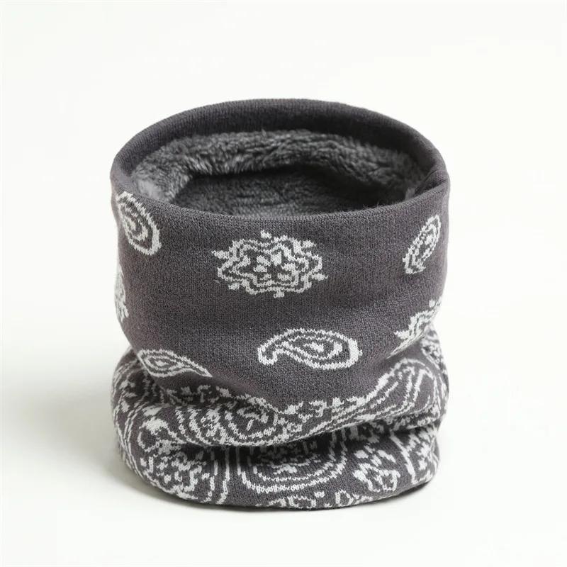 Autumn Winter Neckerchief Women Men Paisley New Warm Neck Set Knitted Fleecing Thick Scarf Soft Ring Neck Guard Bandana Hombre