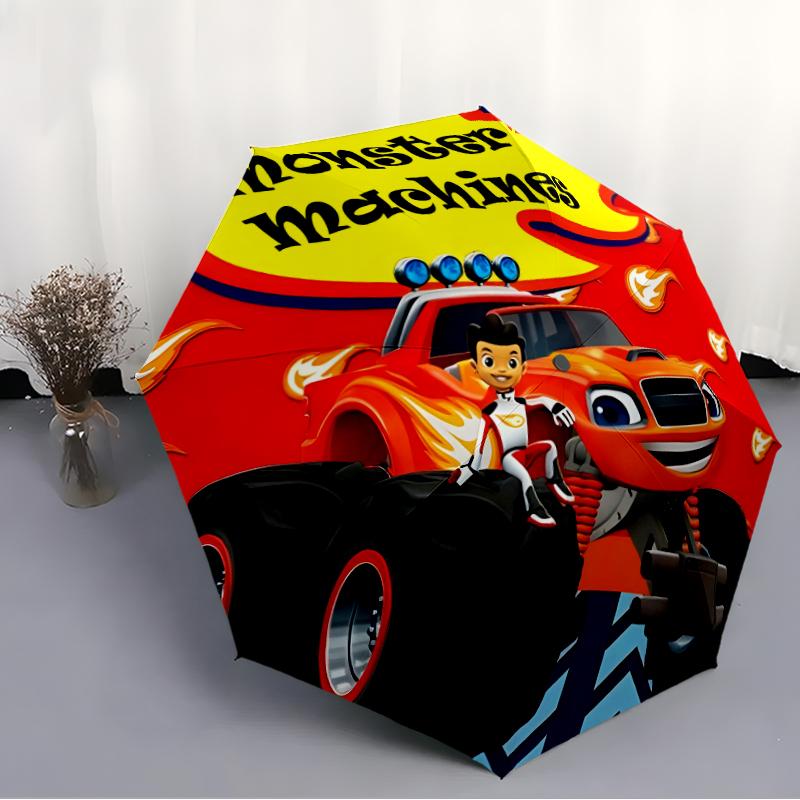 1pc Blaze and the Monster Machines (4) Umbrella, Sun Protection, And UV Shielding. It Has Eight Sturdy Ribs for Outdoor Use And Perfect Gift