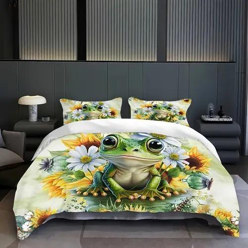 

Frog Soft Duvet Cover Soft Duvet Cover featuring Frog Patern Suitable for Children Young Boys Young Girls plus Adult Peoples Warm Soft plus Comfortabl 100*200cm Single