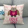 Cartoon Owl Series Love Digital Printing Short Plush Pillow Covers For Car Sofa Office Cushion Cover Home Goods