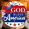 God Bless America Patriotic Metal Sign Vintage USA Flag Round Iron Wall Decor 8x8 Inch Stars Stripes Garden Yard Ornament
