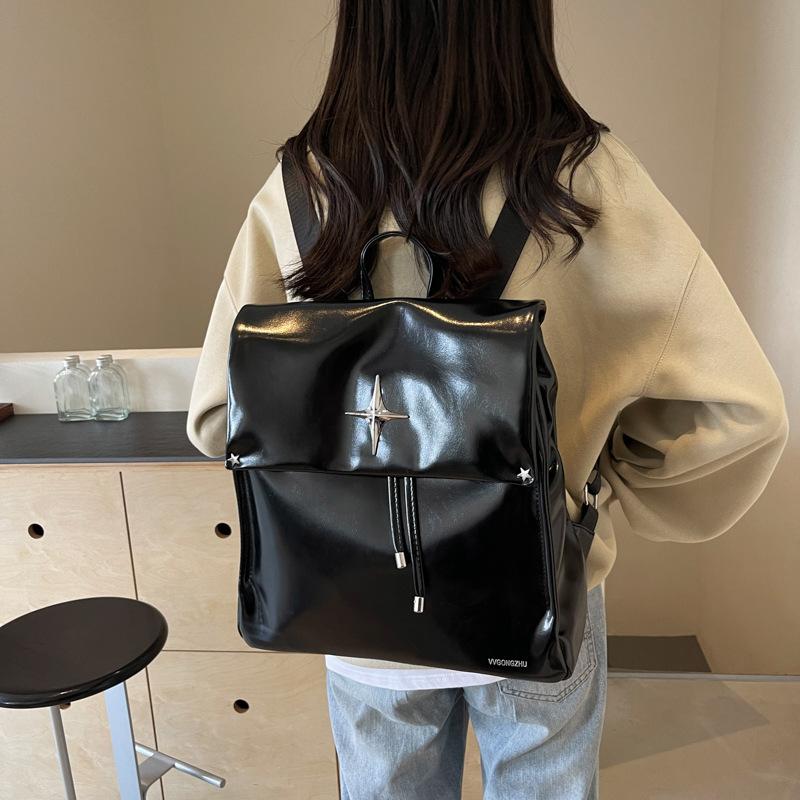 Korean silver backpack female versatile 2025 new trendy fashion large capacity student commuter schoolbag travel backpack