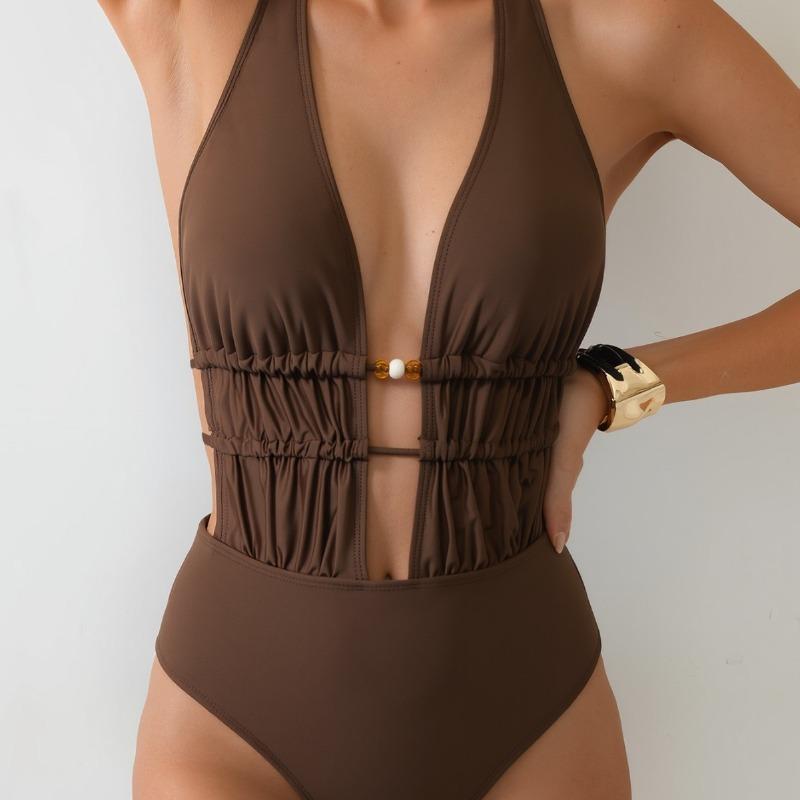 Costume da bagno bikini intero sexy a fascia monocolore