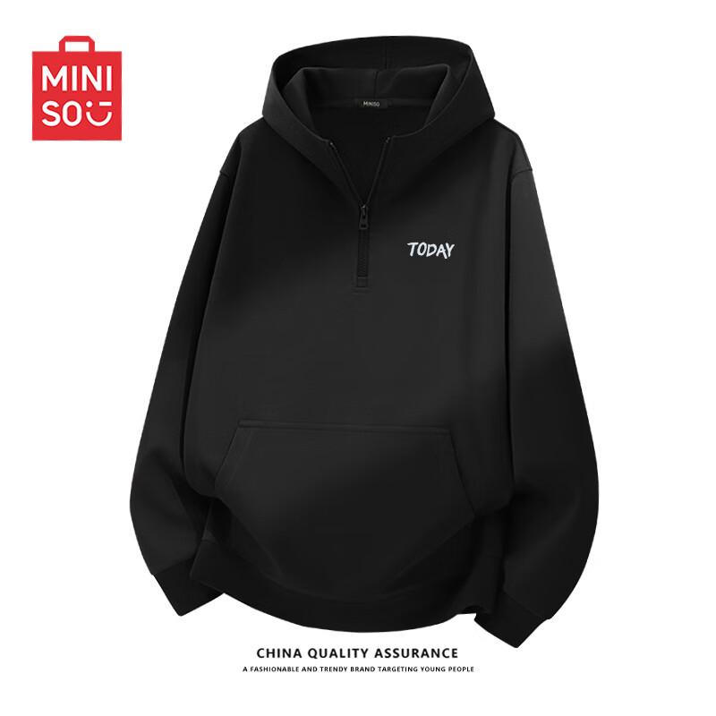 

MINISO Men s Relaxed Fit Half-Zip Hooded Pullover XL
