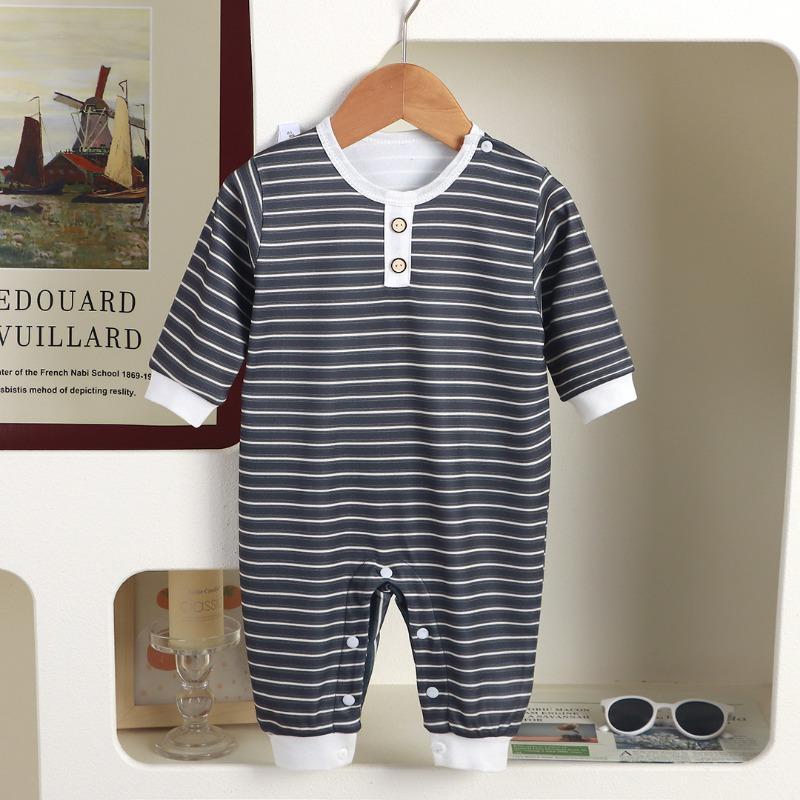 Baby Boy Long Sleeve Striped Romper Newborn Spring Autumn Outfit