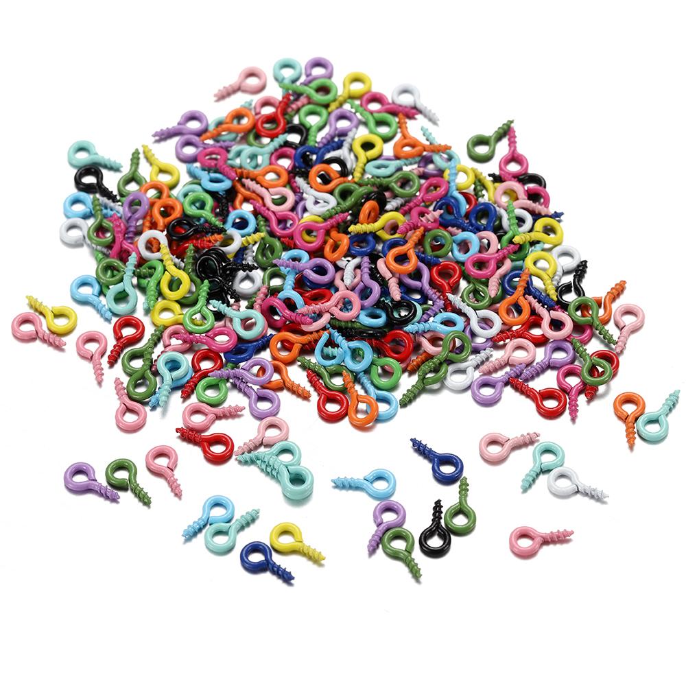 50Pcs/lot 4*8mm Colorful Small Tiny Mini Eye Pins Eyepins Hooks Eyelets Screw For DIY Jewelry Making Supplies Accessories