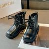 Girl's Ankle Boot Spring Autumn Versatile Children Fashion Boots Causal Round-toe Black School Kids Short Leather Boots Non-slip