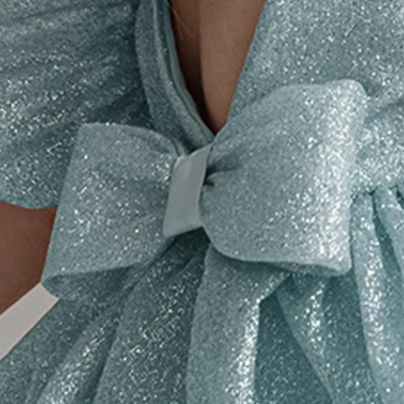 Bubble Sleeve Princess Dress Flower Girl Baptism Gown for Kids' Party Piano Performance Pageant