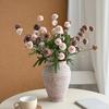 Artificial Pompon Mum, 5 Heads Faux Mini Chrysanthemums Ball, Small Fake Flower Stem for Vase Filler, DIY Bouquet, Autumn Table Centerpiece, Flower