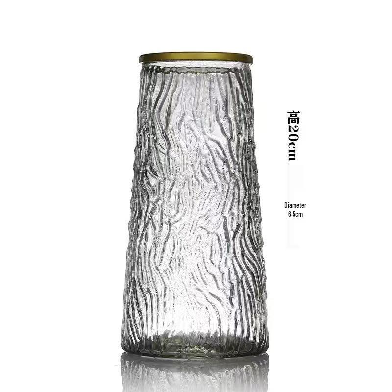 Nordic Cone-Shaped Transparent Glass Vase for Lucky Bamboo and Flowers