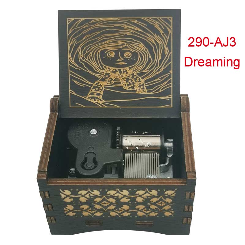 Vintage Wooden Dreaming Music Box Mini Wooden Music Box Handcrafted Magical Gift Fantasy Music Box for Fans (as the picture,Small)