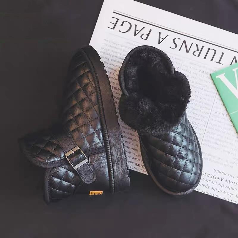 New Snow Boots Women's Leather Surface Waterproof 2025 Autumn and Winter New Warm Small Cotton Shoes Thick Sole Velvet Thicker