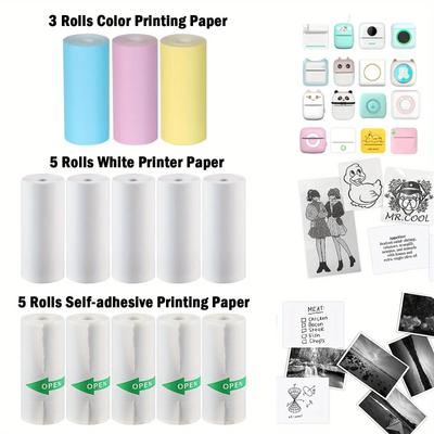 Mini Printer Paper, Thermal Label, Sticker Color, Self-adhesive, Inkless Printer for Wireless Photo 57mm