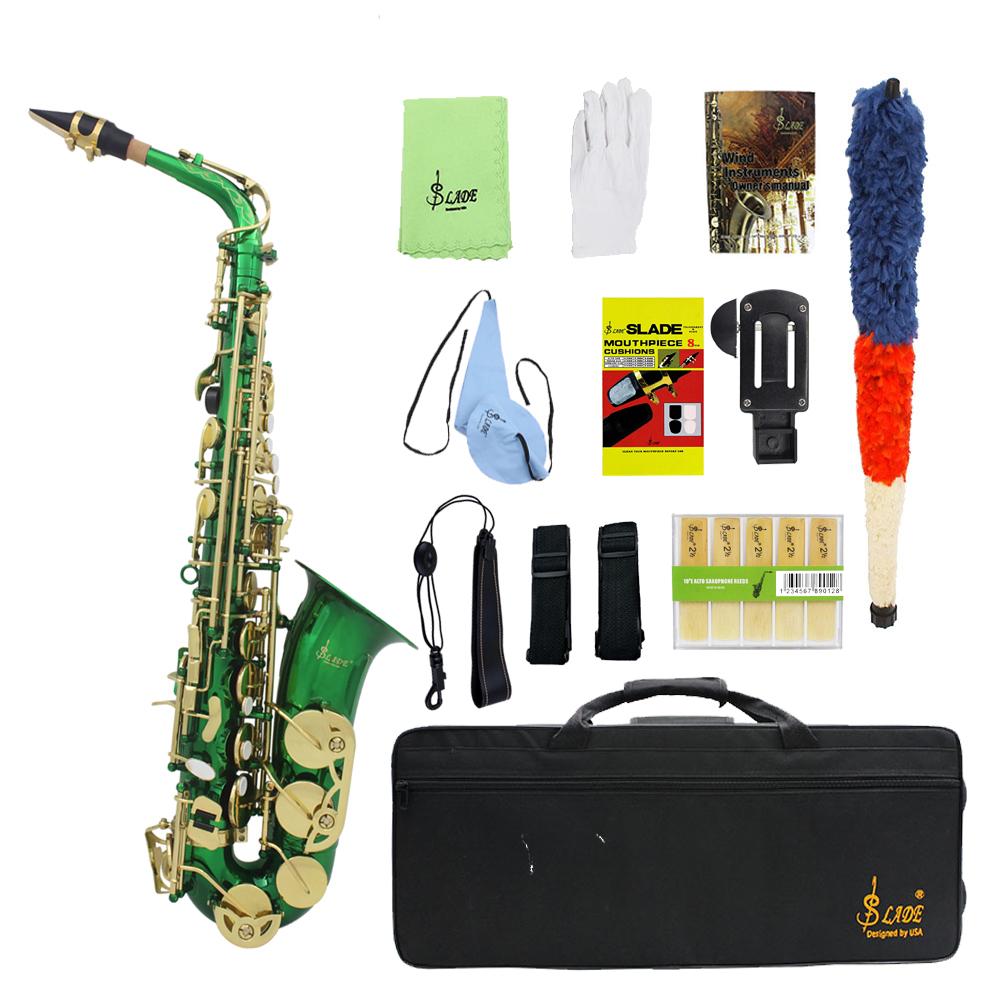 SLADE Eb Alto Saxophone Brass Body Saxophone Set Professional Woodwind Instruments With Case Reed Kit Sax for Beginner