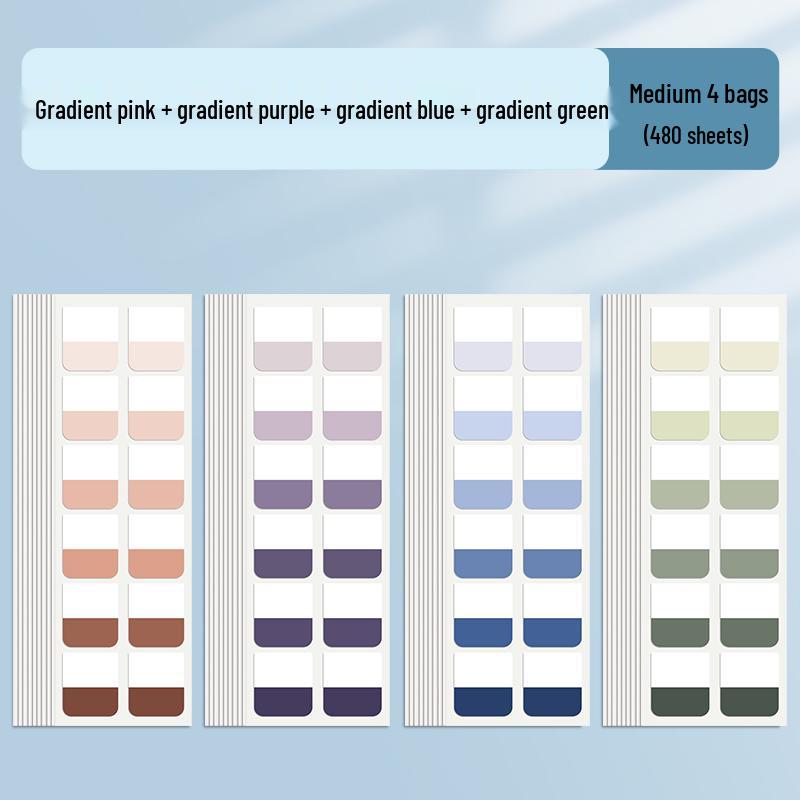 High-Value Gradient Color Translucent Index Stickers - Writable Memo and Bookmark with Strong Adhesion.