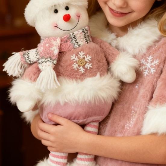 Yousheng Long Leg Christmas Plush Doll Standing Snowman Santa Claus Christmas Doll with Retractable Legs for Home Mantel Decoration