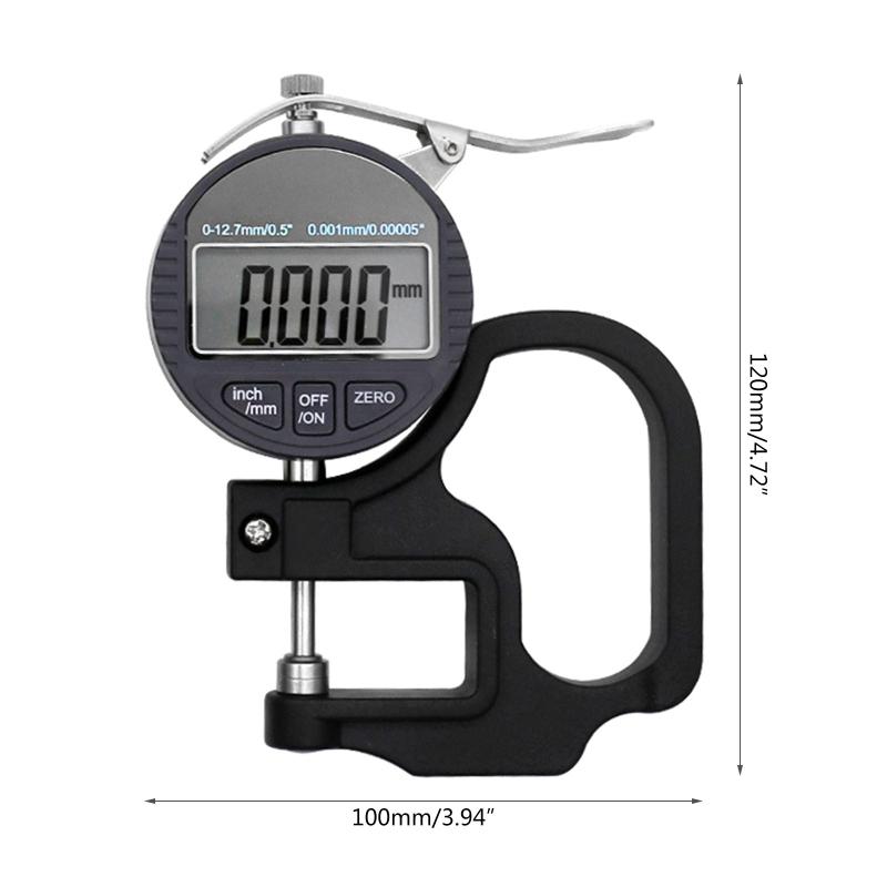 Digital Thickness Gauge 0-12.7mm/0.5" Thickness Gauge with Large LCD Screen Display for Thickness Measurement of Paper