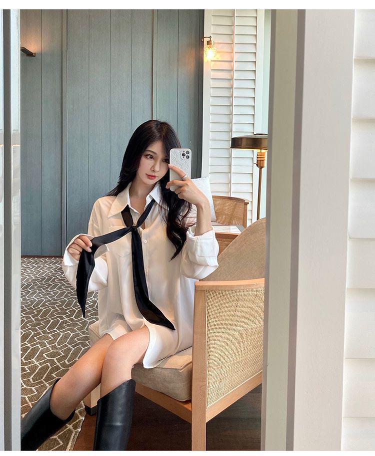 Women's College-Style Shirt - 2025 Spring/Autumn Fashionable White Top