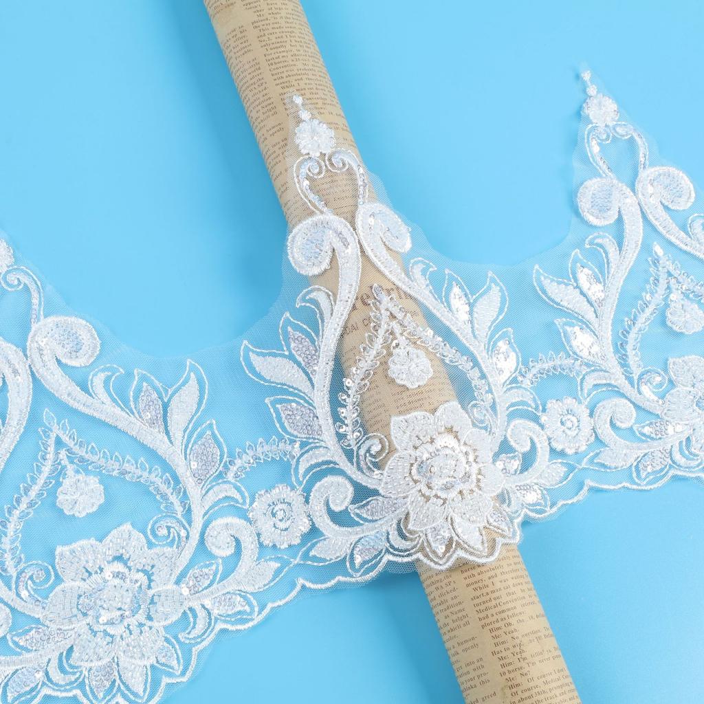 Star Lace 24Cm Bead Embroidery Lace Mesh Bead Lace Accessories Wedding Dress Veil Clothing