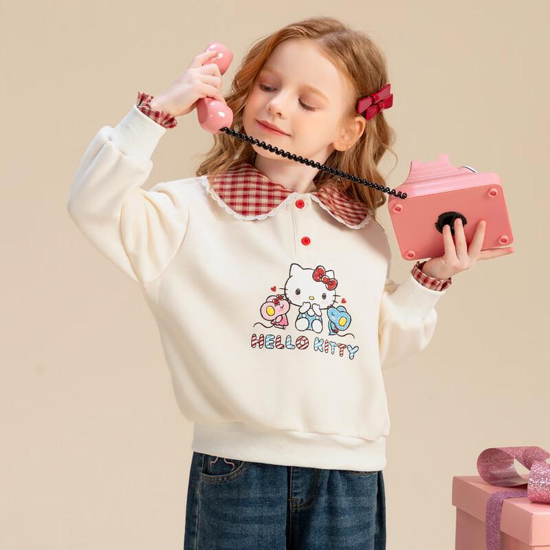 Hello Kitty Girls' Plaid Lapel Sweatshirt