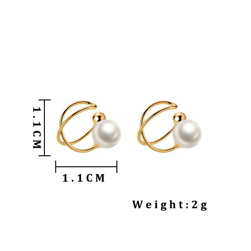 Korean Fashion Small Pearl Clip Earrings For Women Girls Vintage Golden Geometry Ear Cuff Clip Without Pierced Ear Cuff Jewelry
