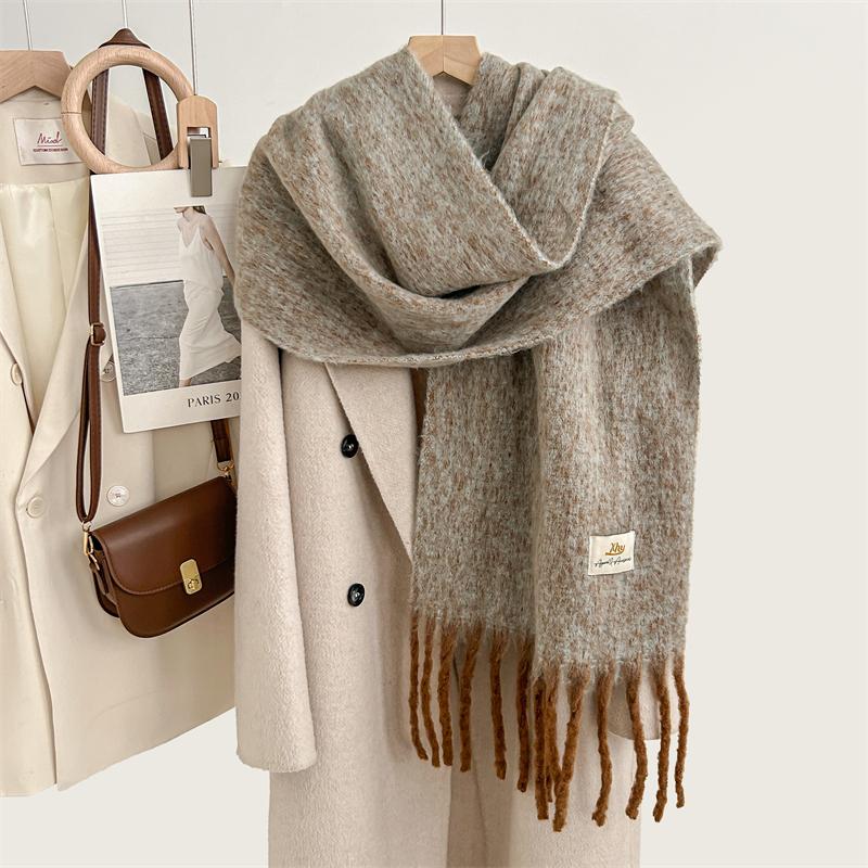 Autumn And Winter Women'S New Soft Pashmine Wool Long Scarf Macaron Solid Fashion Warm Outdoor Large Muffler Shawl