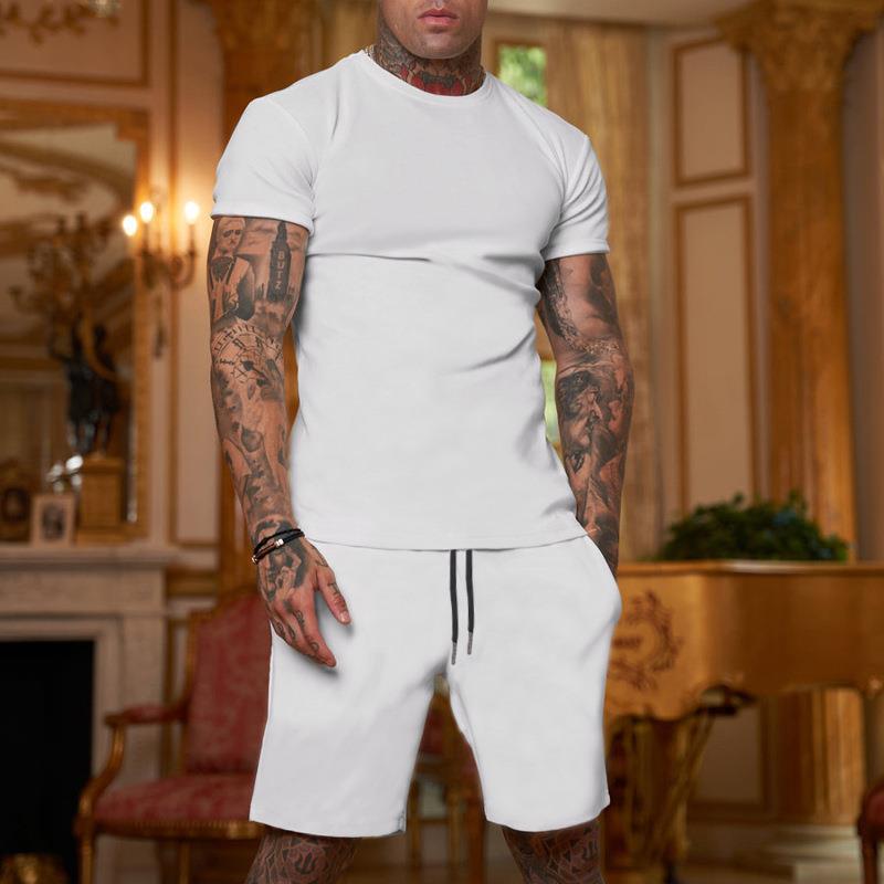 Men's Patchwork Short Sleeve Shirt Shorts Combo