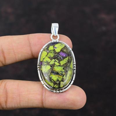 Copper Stichtite Pendant Natural Gemstone Jewelry 925 Sterling Silver Pendant Handmade Hippie Style Pendant Gift For Women Stichtite Jewelry