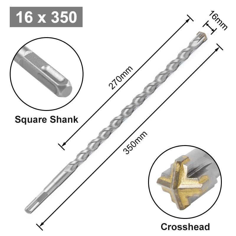 Cross Bit Four-Blade Electric Hammer Bit Carbide Impact Drill Concrete Reinforcement Square Shank Round Shank Five-Pit Shank
