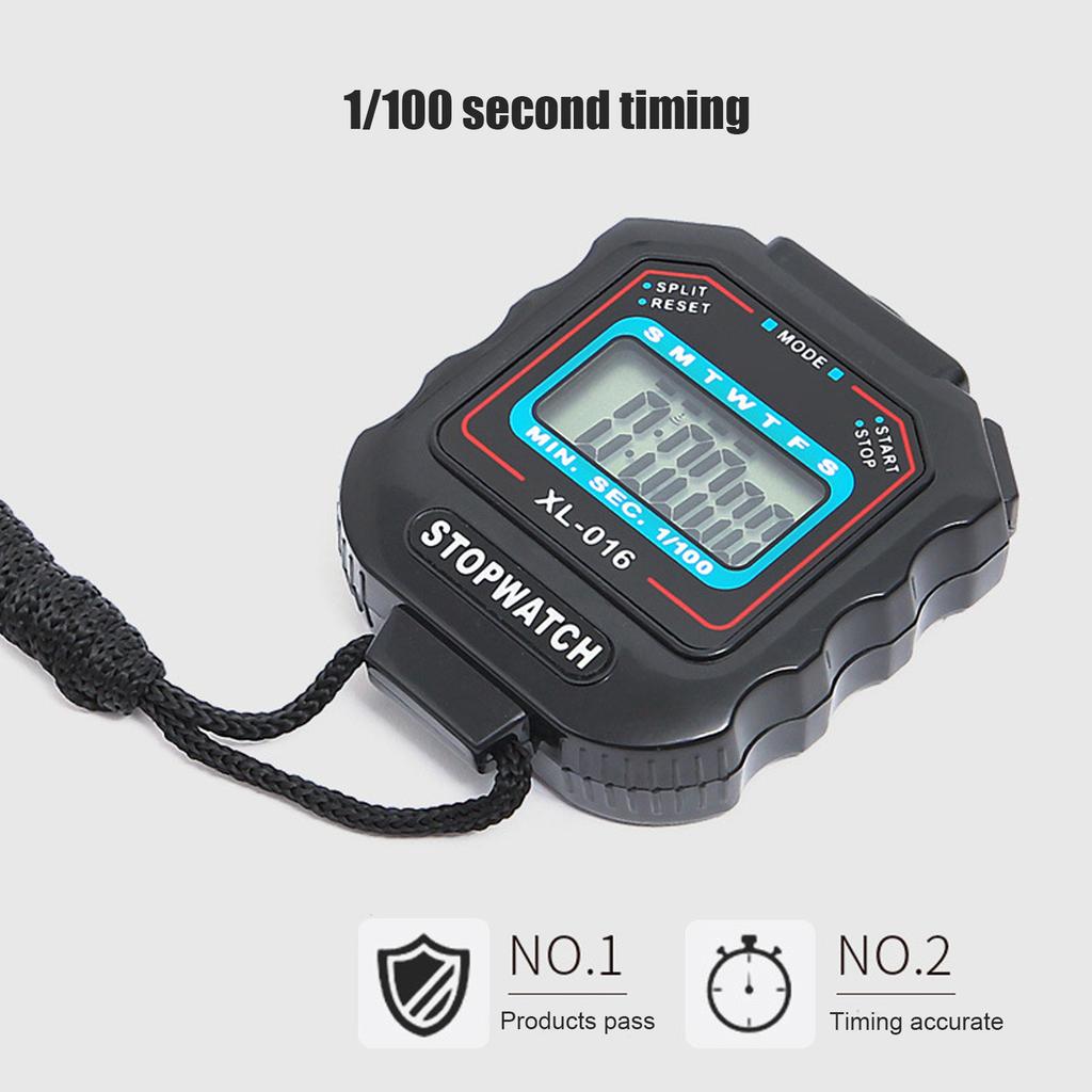 Electronic Stopwatch Single Row 2 Display Sports Stopwatch Timer Athletic Contest Clock Stopwatch with  13 Button Battery XL 016