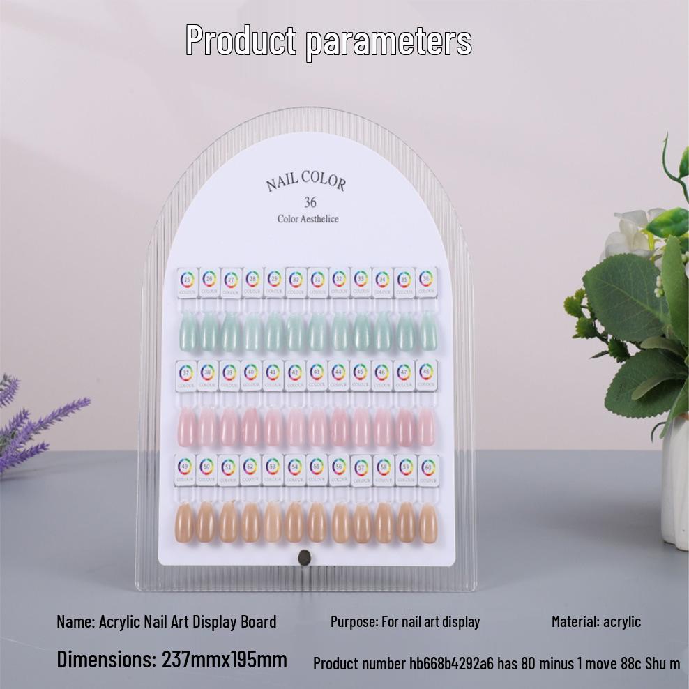 Detachable Magnetic Nail Art Color Chart with Acrylic Swatch Tips Translucent + White 36 цветов полосатый