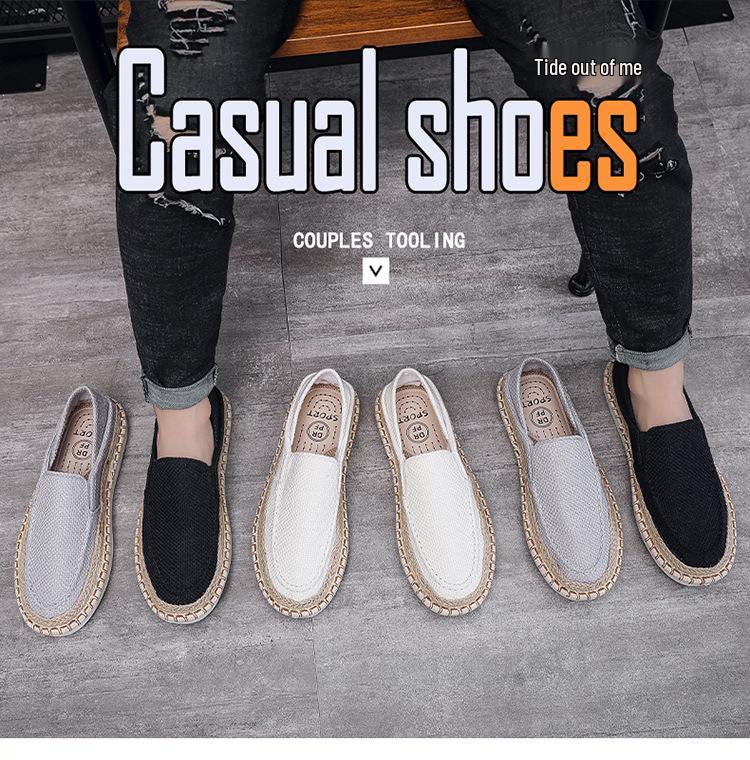 2025 Men's Casual Slip-On Canvas Shoes: Trendy Fisherman Style, Breathable, Two-Way Wear