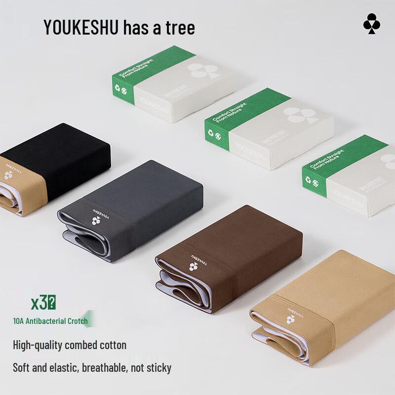 Youkeshu Men's Antibacterial Cotton Boxer Briefs