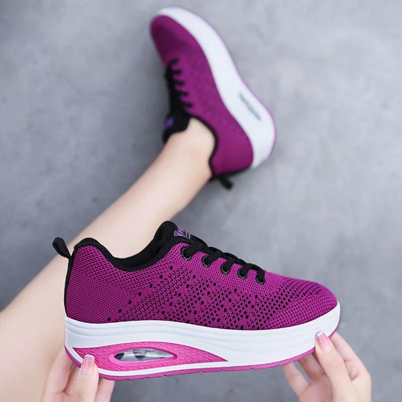 Women's Sports Shoes Breathable Hollow Casual Outdoor Comfortable Shoes Lightweight Thick Sole Large Size Women's Shoes