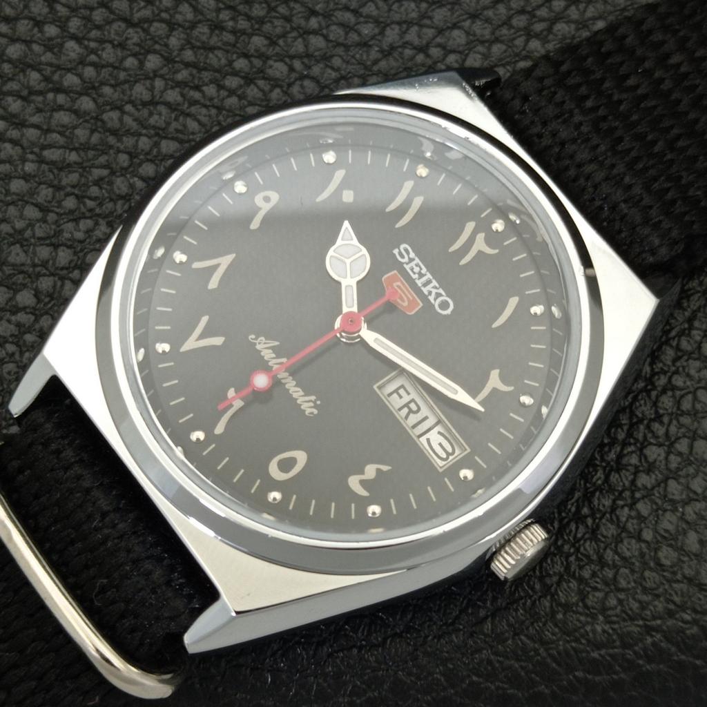 REFURBISHED SEIKO 5 AUTOMATIC 6309A VINTAGE JAPAN MENS BLACK WATCH A441405-5 Sk-a441405
