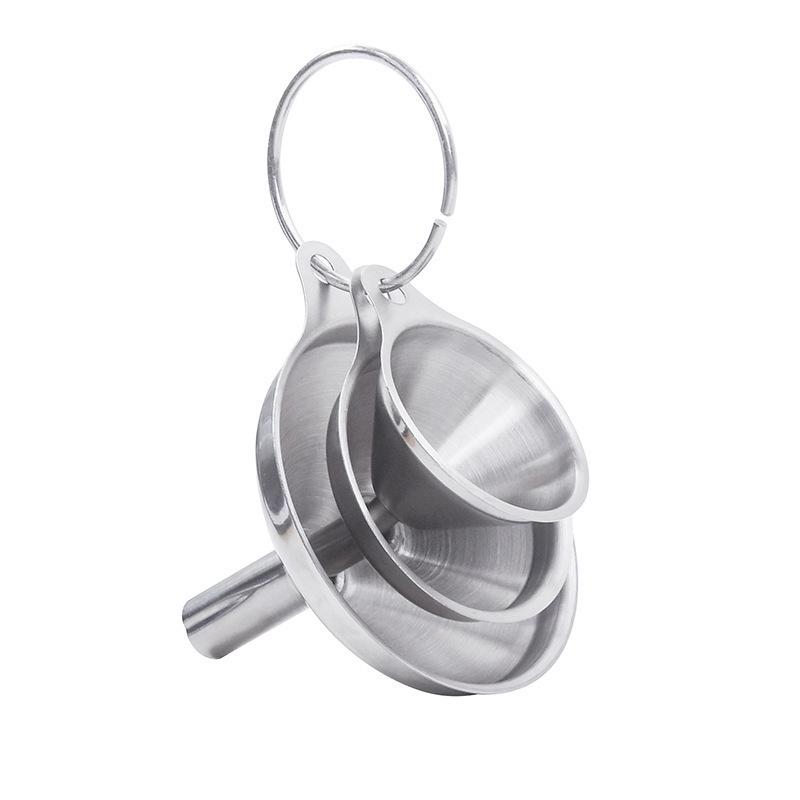 3-Piece Stainless Steel Mini Funnel Set for Oil, Vinegar, Wine & Spices