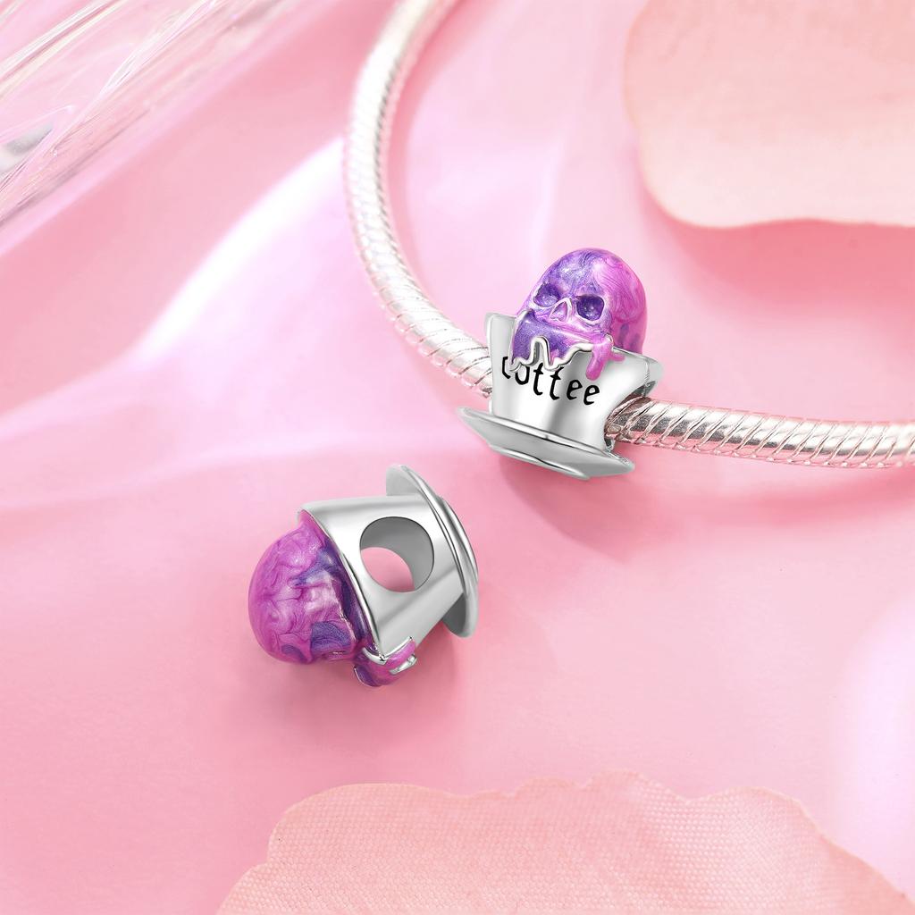 Copper Classic Purple Heart Shape Dragon Pegasus Butterfly Charms Beads Fit 3Mm Original Bracelet Diy Jewelry Gift