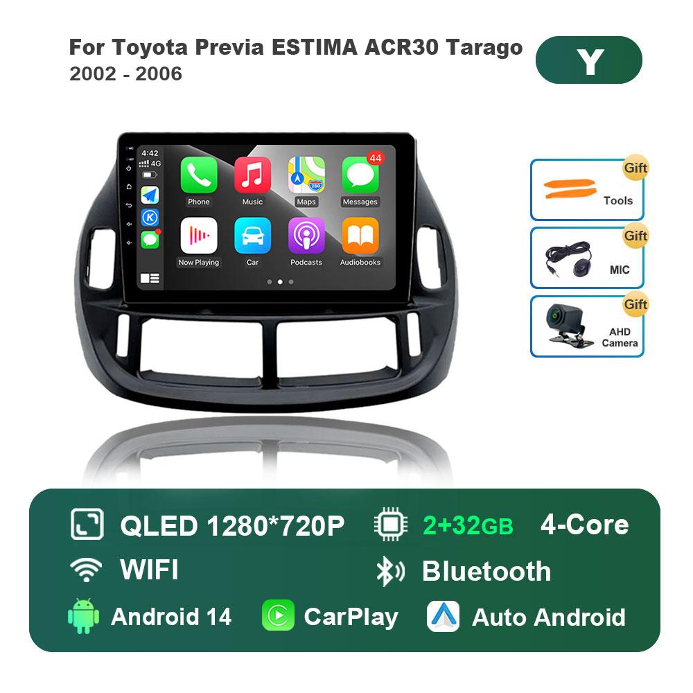Car Radio Multimedia Player Android 14 for Toyota Previa ESTIMA ACR30 Tarago 2002 - 2006 GPS 4G WiFi Bluetooth Split Screen